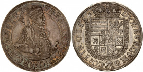 Austria 1 Taler 1564 - 1595 (ND)
Dav. 8094A; Moser/Tursky 267; Silver 28.26 g.; Erzherzog Ferdinand II; Mint: Hall; XF Toned