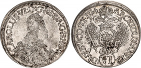 Austria 6 Kreuzer 1714
KM# 1569; Karl VI (1711-1740), Hall; Silver, 2.74g. UNC. Full mint luster.