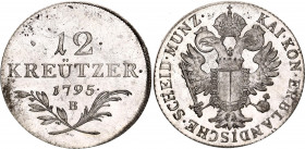 Austria 12 Kreuzer 1795 B
KM# 2137; Silver; Franz II; Mint: Kremnitz; UNC