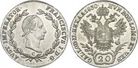Austria 20 Kreuzer 1830 C
KM# 2145; Silver; Franz I; UNC with full mint luster