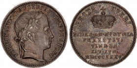 Austria Silver Medal for Ferdinand I Homage in Vienna 1835
Silver 3.28 g., 16 mm.; Ferdinand I of Austria, Austrian Empire.