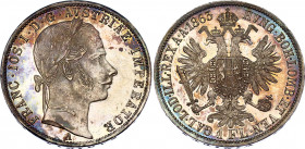 Austria 1 Florin 1863 A
KM# 2219; Silver; Franz Joseph I; UNC with outstanding toning