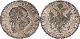 Austria 2 Florin 1886
KM# 2233; Franz Joseph I; Mintage 92,988. Silver, AUNC with mint luster.