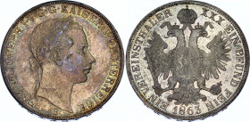 Austria 1 Vereinsthaler 1863 B
KM# 2244; Silver; Franz Joseph I; XF+ with beautiful toning