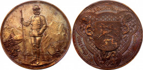 Austria Bronze 2 Gulden 1889 Specimen Graz Shooting Competition PCGS SP 63
Fruhwald 1916, Hauser 5156; Bronze; Franz Joseph I.; By Heinrich Jauner.; ...