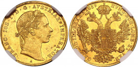 Austria 1 Dukat 1859 A NGC MS 61
KM# 2263; Gold (.986) 3.49 g.; Franz Joseph I; Mint: Vienna; UNC, mint luster.