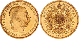 Austria 10 Corona 1905
KM# 2805; Herinek 384; Gold (.900) 3.39 g.; Franz Joseph I; Mint: Vienna; Mintage 1,933,230; AUNC