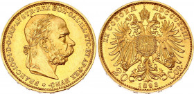 Austria 20 Corona 1893
KM# 2806; Gold (.900) 6.78 g., 21 mm.; Franz Joseph I; Mintage 7872000 pcs; AUNC/UNC with mint luster