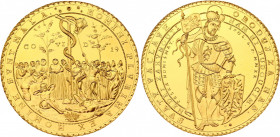 Czech Republic Plague Gold Medal 2020 "COVID-19"
Gold (.999) 31.1 g., 44 mm.; "Morová medaile"; By Mgr. Petr Soušek, ČNS, ANTIQUANOVA; Silver Obv: SV...