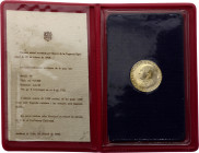 Andorra 1 Sovereign 1978
Gold (.917) 8.00g; Proof; Mintage 3500; Bishop Joan of Urgell; With Original Package