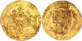 Belgium Gold Medal in Size of 2 Souverain d'or "Albert and Isabella of Spain" 1598 - 1621 (ND) R3
Delm. 147 (R3); Fb. 91; Vanhoudt 612 AN (R3); Gold ...