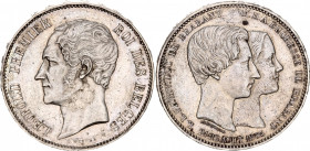 Belgium 5 Francs 1853
X# M2.1; Silver; Léopold I; Marriage of The Duke; AUNC