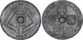 Belgium 25 Centimes 1946 Without hole
KM# 132; BELGIE-BELGIQUE., Without hole; Leopold III; UNC