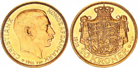 Denmark 20 Kroner 1914 VBP
KM# 817.1; Schön# 28; Gold (.900) 8.96 g.; Christian X; UNC