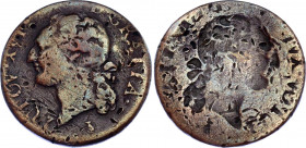 France 1/2 Sol of an Ecu 1777 - 1791 (ND) Incusion Error
KM# 586; Copper 4.93 g.; Louis XVI