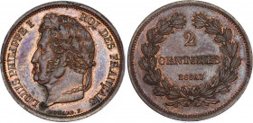 France 2 Centimes 1830 (ND) Essai
Maz. 1094; Bronze; Louis-Philippe; UNC, mint luster remains
