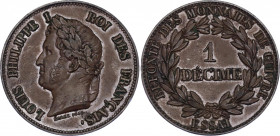 France 1 Decime 1840 Essai
Maz.1143; Copper 14.69 g.; Louis Philippe I; AUNC/UNC