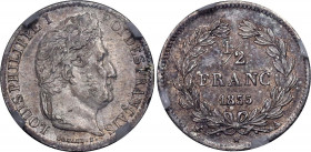 France 1/2 Franc 1835 A GENI AU 58
KM# 741.1; Silver; Louis Philippe; With amazing toning
