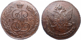 Russia 5 Kopeks 1789 АM
Bit# 859; Сopper 47.30g 45x44mm; UNC