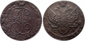 Russia 5 Kopeks 1789 EM PCGS MS 62 BN
Bit# 643; Copper