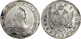 Russia Polupoltinnik 1766 ММД EI
Bit# 142; Silver 5.63g; 1 Rouble by Petrov; XF
