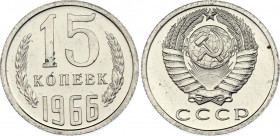 Russia - USSR 15 Kopeks 1966
Y# 131; Nickel brass; UNC with full mint luster