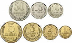 Russia - USSR Lot of 7 Coins 1988 NGC MS 68 & PL 68 & PL 69
1 - 2 - 3 - 5 - 10 - 15 - 50 Kopeks