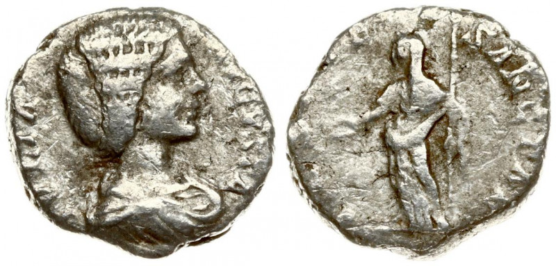 Roman Empire 1 Denarius Julia Domna AD 193-217. Roma. Obverse: IVLIA AVGVSTA Dra...