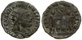 Roman Empire 1 Follis Maximianus Herculius AD 286-305. Cyzicus Follis IMP C M A MAXIMIANVS P F AVG radiate draped and cuirassed bust right / CONCORDIA...