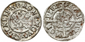 Latvia LIVONIAN ORDER 1 Schilling 1533 Walter von Plettenberg(1494-1535). Obverse: Shield of 4-fold arms in Order and Plettenberg superimposed o long ...