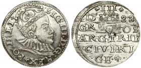 Latvia 3 Groszy 1588 Riga. Sigismund III Vasa(1587-1632). Obverse: Crowned bust right. Reverse: Value and coat of arms over the city sign. Silver. Ige...