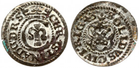 Latvia Livonia 1 Solidus 1643 Riga. Christina (1632-1654). SWEDISH OCCUPATION. Obverse: Crowned C with Vasa arms within inner circle. Reverse: Arms in...