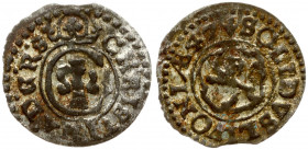 Latvia Livonia 1 Solidus 1647 Christina (1632-1654). SWEDISH OCCUPATION. Obverse: Crowned C with Vasa arms within inner circle. Reverse: Arms in carto...