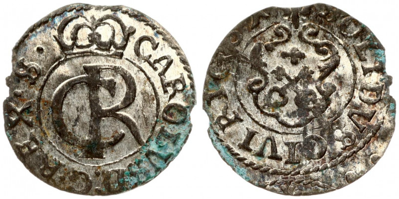 Latvia Livonia 1 Solidus 1661 Riga. Carl XI (1660-1697). SWEDISH OCCUPATION. Obv...