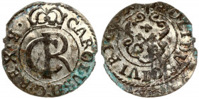 Latvia Livonia 1 Solidus 1661 Riga. Carl XI (1660-1697). SWEDISH OCCUPATION. Obverse: Crowned CR monogram in inner circle. Reverse: Arms in cartouche ...