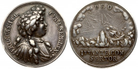 Latvia Courland Medal (1690) Friedrich Casimir Kettler (1682–1698); Reverse — ship between cliffs on stormy seas (Deo invvante; Con Servor — by the he...