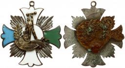 Latvia Sport Badge (1890) Riga. 1 Rig. Athl. Club. Copper/Brass Silvered. Enamel. Weight approx: 7.41g. Diameter: 31x28 mm.
