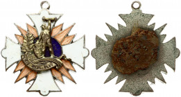 Latvia Sport Badge (1890) Riga. 1 Rig. Athl. Club. Copper Silvered. Brass Gilding. Enamel. Weight approx: 8.02g. Diameter: 31x28 mm.