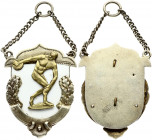 Latvia Sport Badge (20th Century). Bronze Gilding. Silver Gilding. Enamel. Weight approx: 18.84g. Diameter: 40x30 mm.