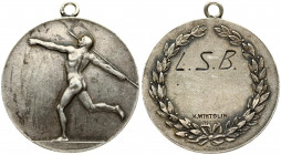 Latvia Sport Badge (20th Century) LSB. K. Wihtolin. Silver. Weight approx: 12.32g. Diameter: 33x30 mm.