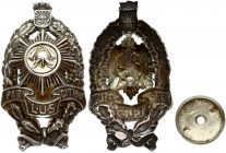 Latvia Union of Latvian Firemen Badge for Zeal (1930) Riga. Silver. Weight approx: 14.93g. Diameter: 55x31mm.