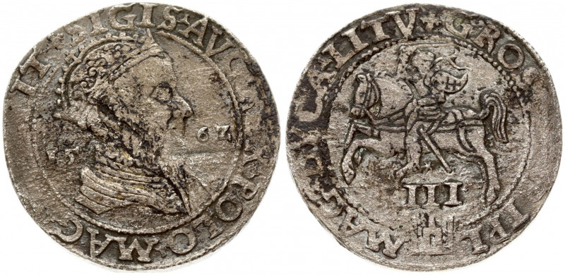 Lithuania 3 Groszy 1562 Vilnius. Sigismund II Augustus (1545-1572). Obverse: Bus...