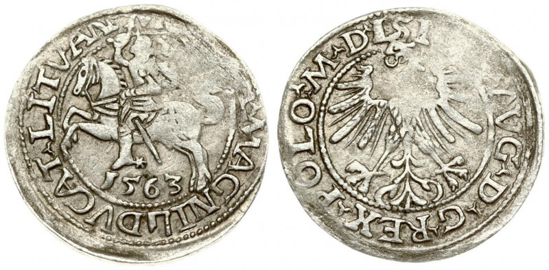 Lithuania 1/2 Grosz 1563 Vilnius. Sigismund II Augustus (1545-1572). Obverse Let...