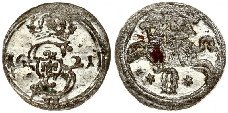 Lithuania 2 Denar 1621 Vilnius. Sigismund III Vasa (1587-1632). Obverse: Crowned...