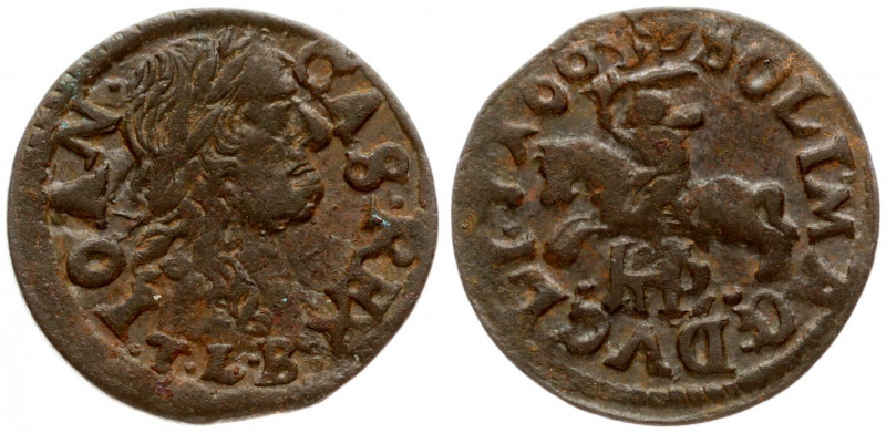 Lithuania 1 Solidus 1665 TLB Vilnius John II Casimir Vasa (1649–1668). Obverse: ...