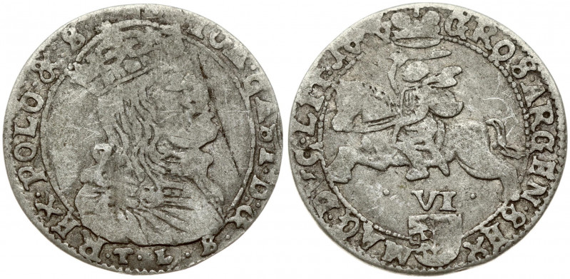 Lithuania 6 Groszy 1666 TLB Vilnius. John II Casimir Vasa (1649-1668) Obverse: C...