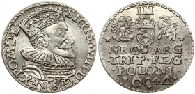 Poland 3 Groszy 1594 Malbork. Sigismund III Vasa (1587-1632). Obverse: Crowned bust right. Reverse: Value; divided date; symbols and two-line inscript...