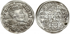Poland 3 Groszy 1596 Wschowa Sigismund III Vasa (1587-1632). Obverse: Crowned bust right. Reverse: Value; divided date; symbols and two-line inscripti...