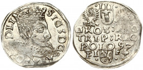 Poland 3 Groszy 1597 Wschow. Sigismund III Vaza(1587–1632). Obverse: Crowned bust. Reverse: Value and armorial above legend; date and mintmaster below...