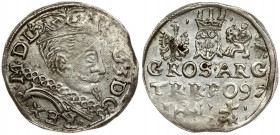 Poland 3 Groszy 1597 Lublin Sigismund III Vasa (1587-1632). Obverse: Crowned bust right. Reverse: Value; divided date; symbols and two-line inscriptio...